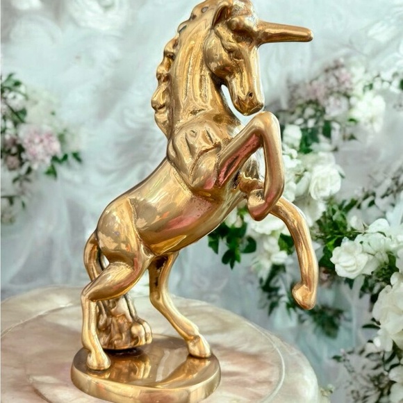 Elegant Vintage Unicorn Solid Brass Statue Art Figurine - Picture 5 of 15